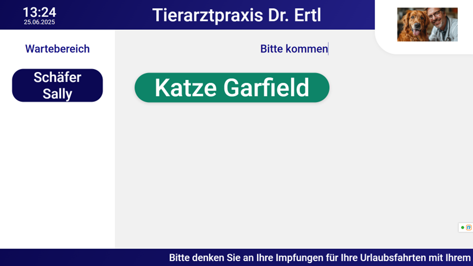 Tierarzt-Aufrufsystem-Tierbesitzer